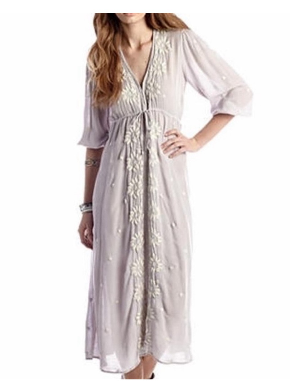 Free People Embroidered Fable Maxi Dress Size Small Dusty Lavender Boho